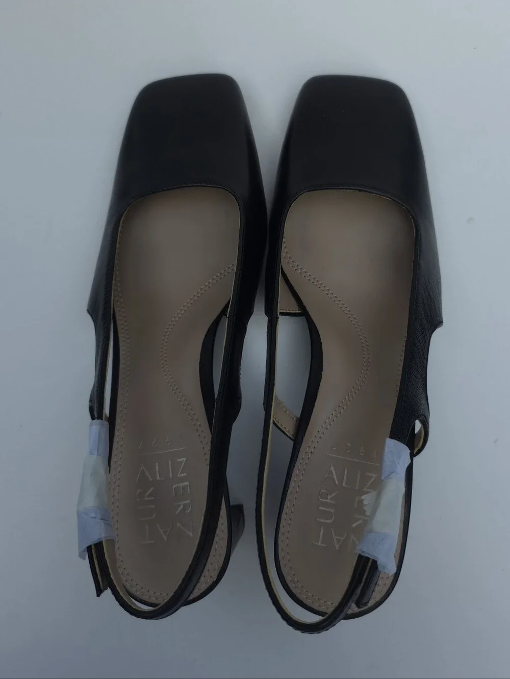 Naturalizer Carmen Women's 7.5 M Black Leather Slingback Pumps Block Heel NIB